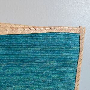 NWT Crate & Barrel Handmade Veracruz Palm Placemats in Turquoise Teal Set of 6